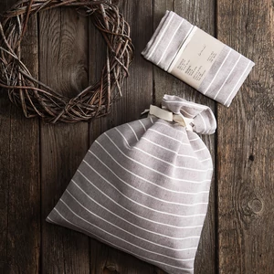 minimalist traditional woven patterned bread bag with white brown stripes