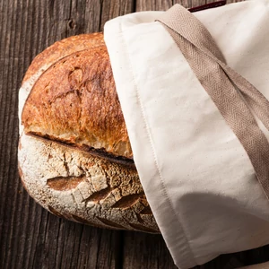 kenyérzsák, breadbag, brotbeutel, olcsó, bélelt, kenyér, kovász