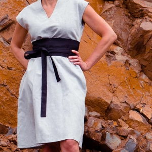 linen dress pink with belt
