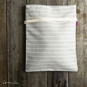 minimalist traditional woven patterned bread bag with white brown stripes