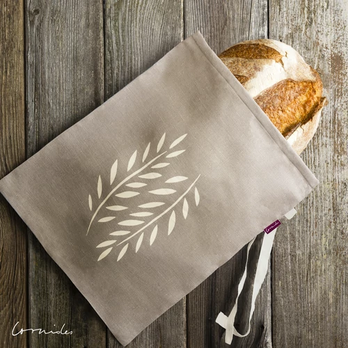 Sand colored or just beige bread storage bag keeps it fresh and ventilated. It can also be an ornament to your kitchen. It can hold 1 piece of 1 kg bread you can